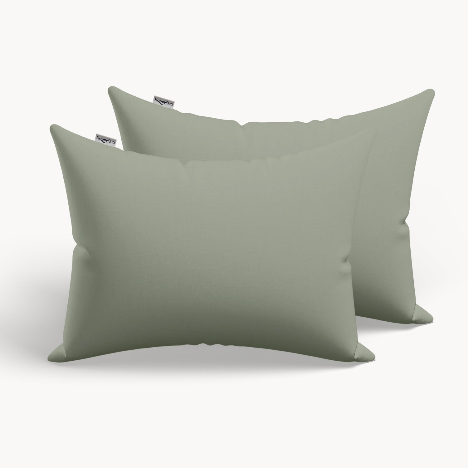 HappyBed Premium Kissenbezug | Salbeigrün | 2er Set | Perkal Baumwolle