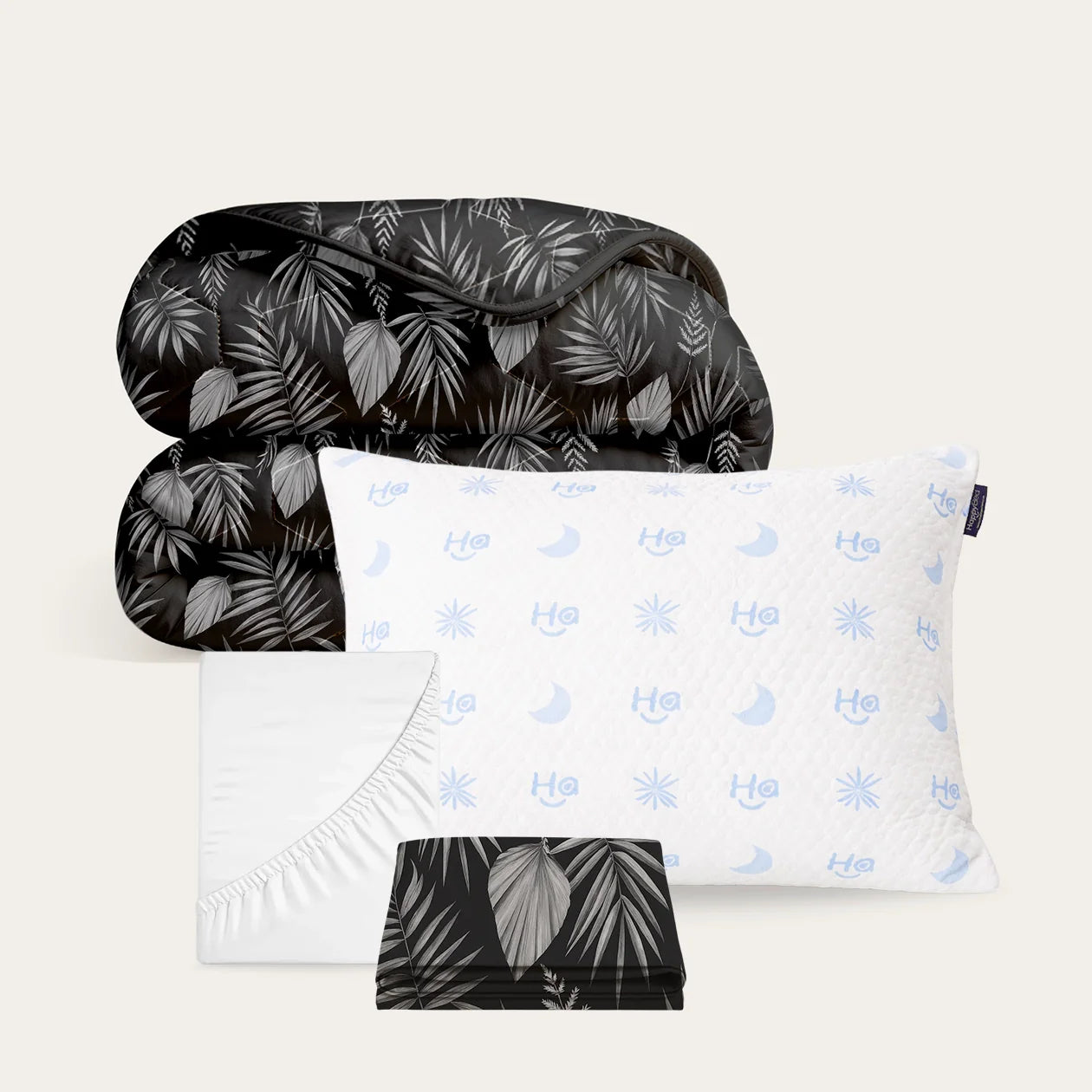 Summer sale bundel wasbaar dekbed met zwart bladmotief