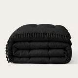 HappyBed Dekbed Ibiza Black met franjes, hypoallergeen en geschikt voor alle seizoenen