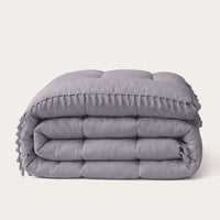 Ibiza dekbed HappyBed in Burnished Lilac met franjes, geschikt voor het hele jaar en hypoallergeen