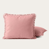 Set van 2 roze Ibiza kussenslopen met franjes voor bohemian slaapkamerstijl