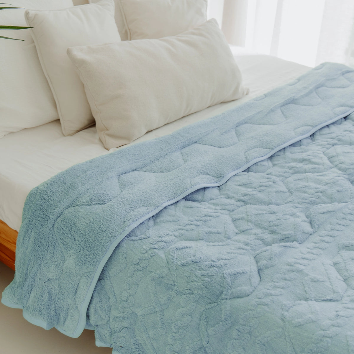 Couette toutes saisons lavable | Teddy | Jacquard | Bleu