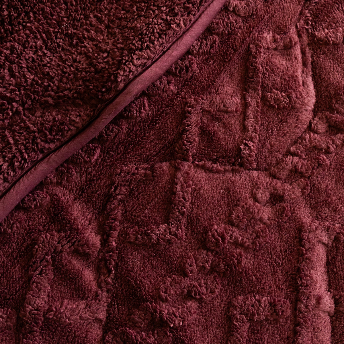 Couette toutes saisons lavable | Teddy | Jacquard | Bordeaux