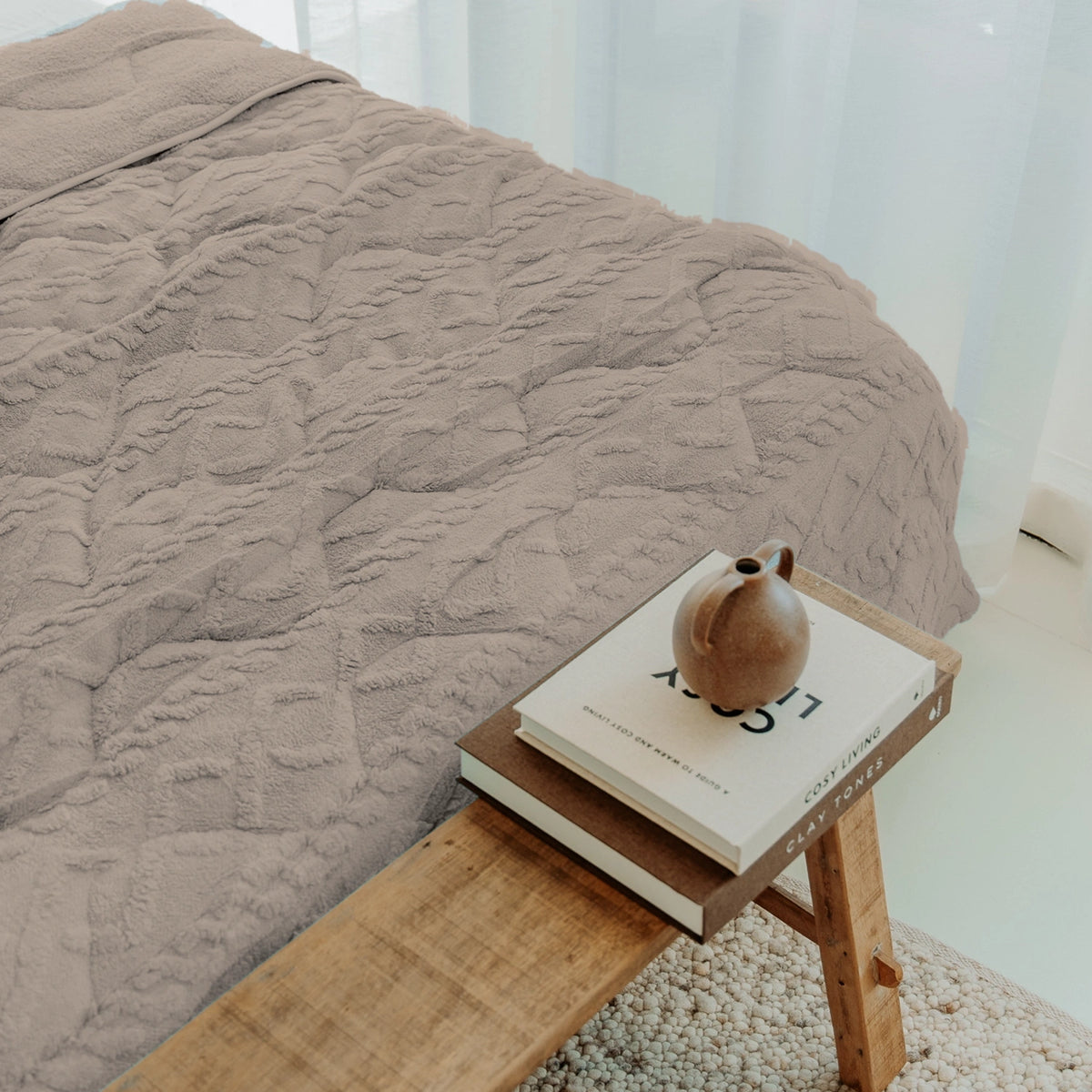Waschbare All-Season-Bettdecke | Teddy | Jacquard | Bordeaux