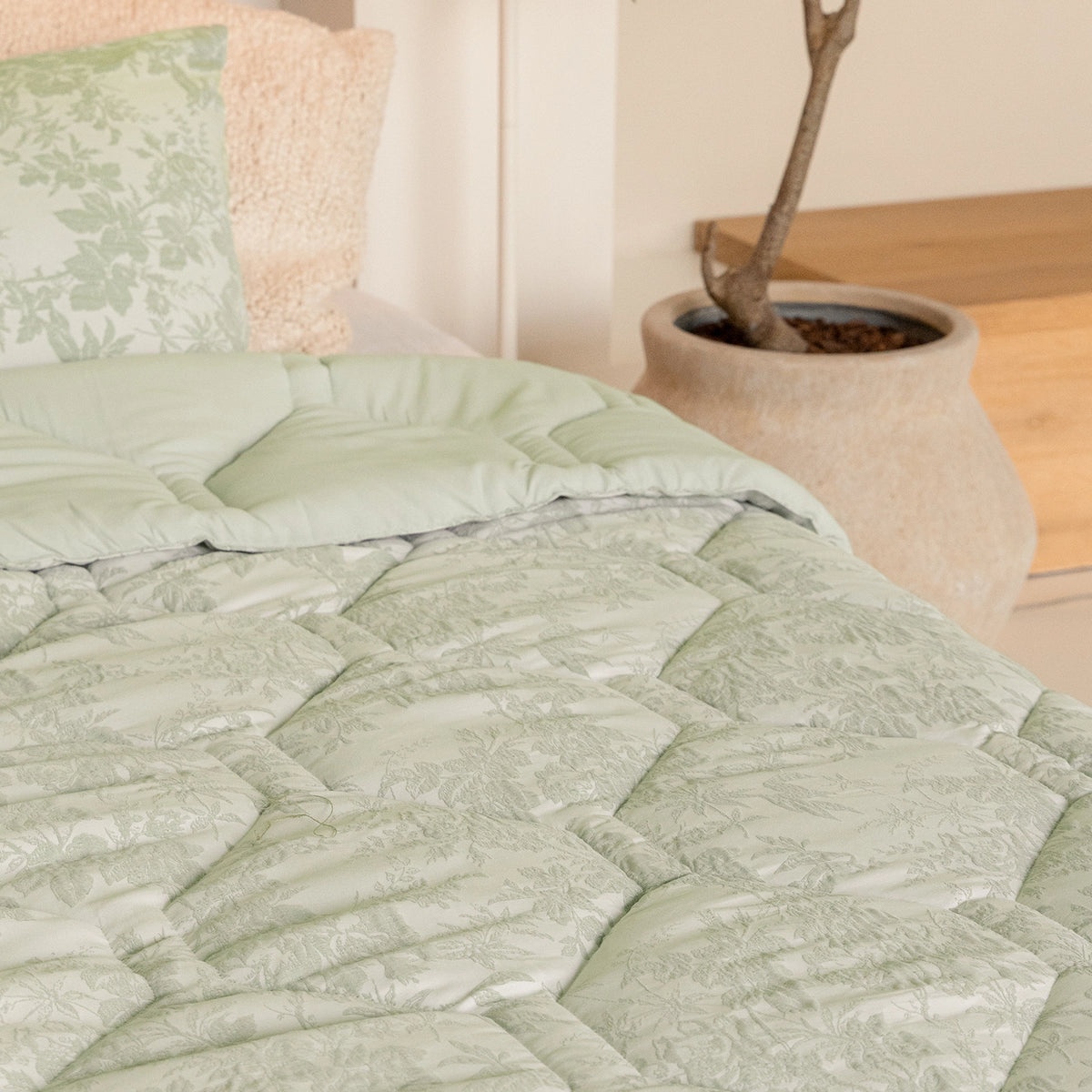 Couette 4 saisons lavable | jacquard | menthe