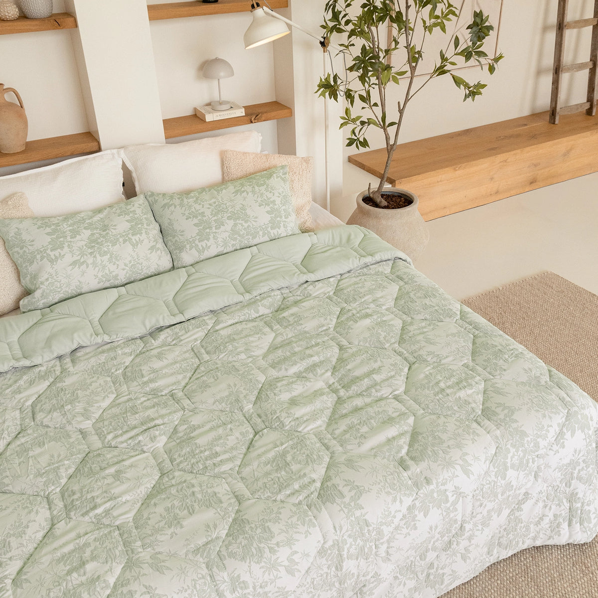 Couette 4 saisons lavable | jacquard | menthe