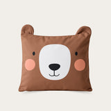 HappyBed Kids Bobby Bear kussensloop 60x70cm 100% katoen met schattig berengezicht en zachte, ademende stof voor kinderbed.
