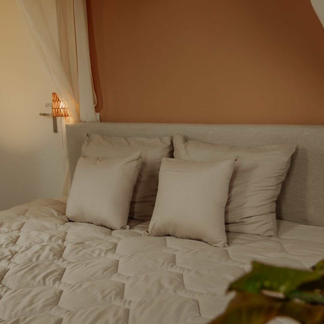 HappyBed sierkussenslopen taupe microvezel met ritssluiting, set van 2, stijlvol en onderhoudsvriendelijk
