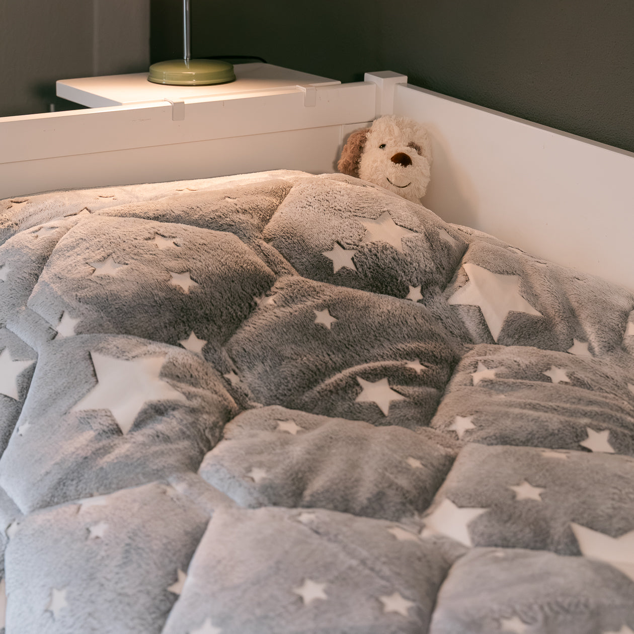 HappyBed Im Dunkeln leuchtende Kinderbettdecke | Sterne - Inklusive Kissenbezug