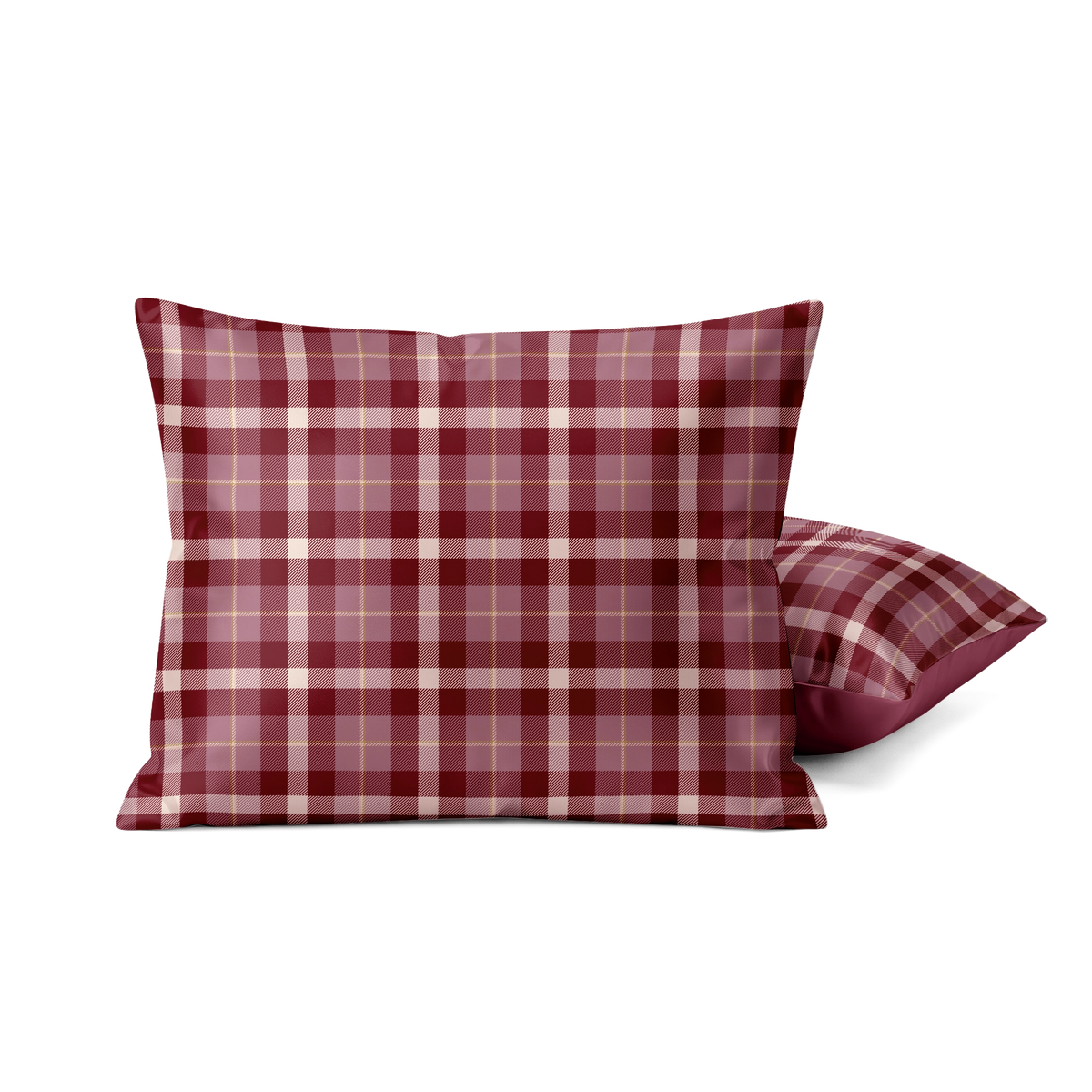 Pillowcases | Marshmallow | Tartan Burgundy