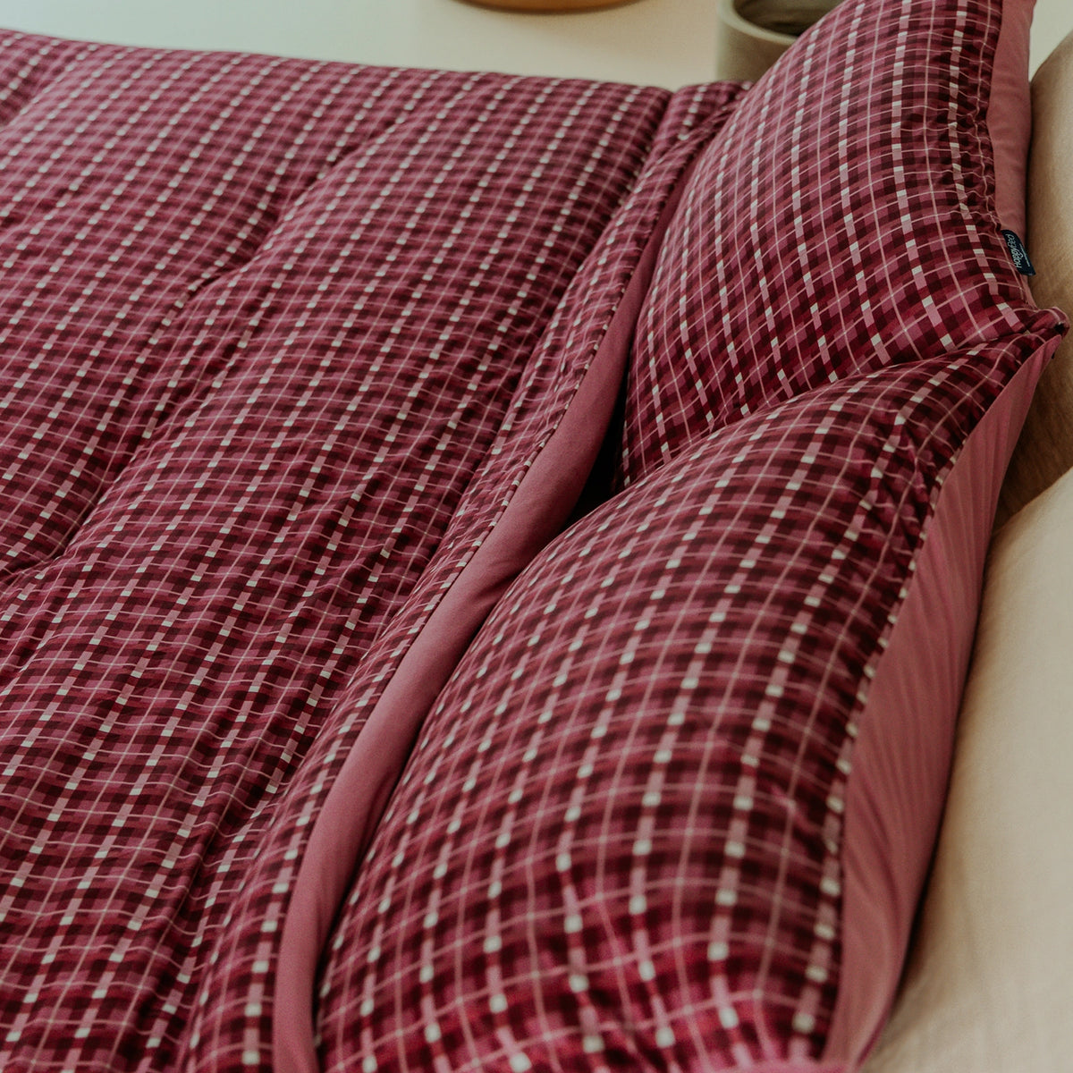 Pillowcases | Marshmallow | Tartan Burgundy