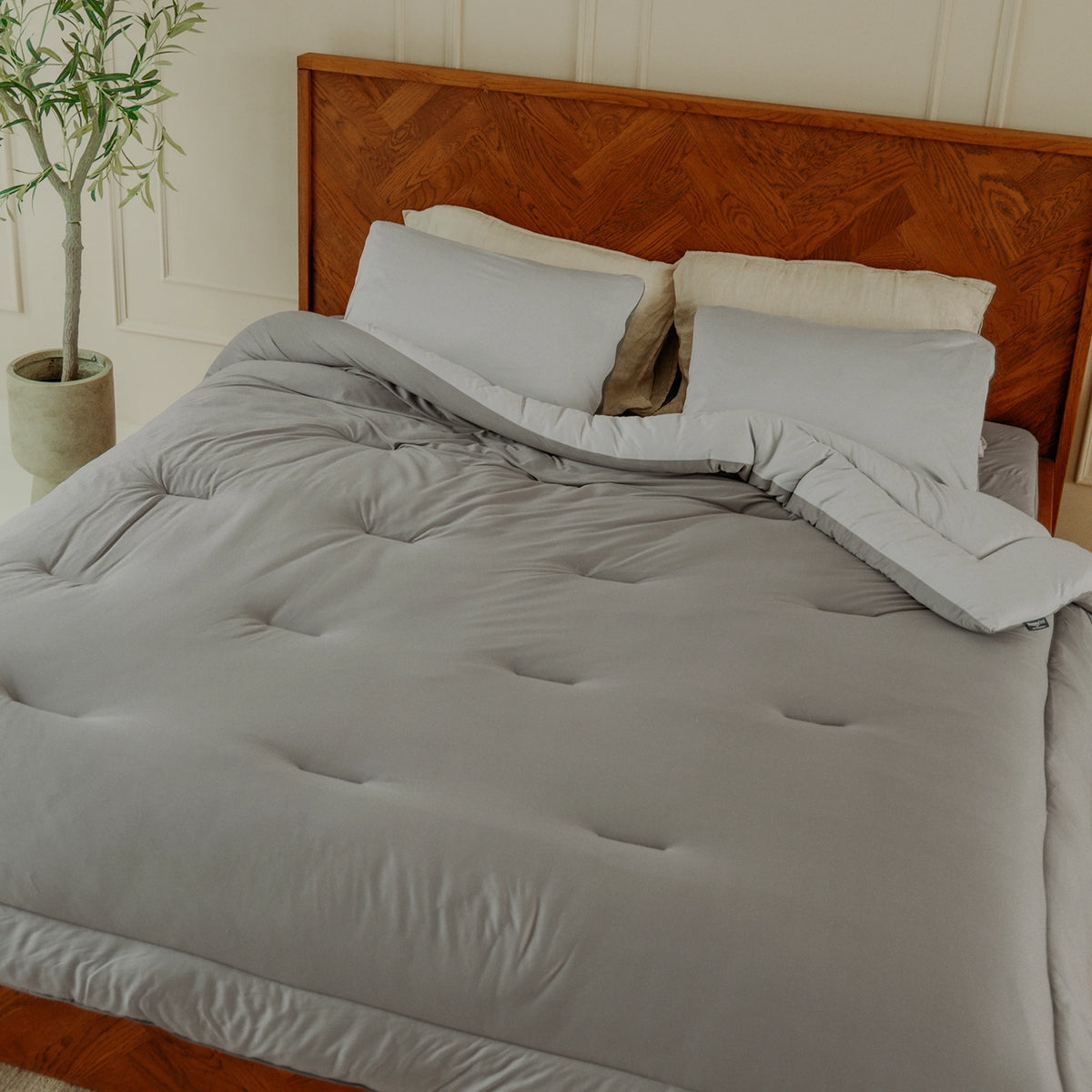 Washable All Season Duvet | Marshmallow | Grey
