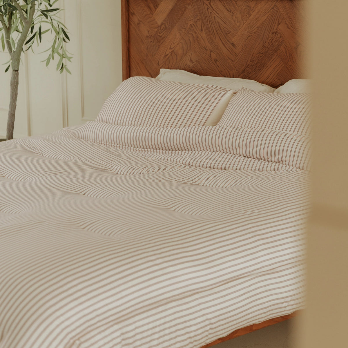 Kussenslopen | Marshmallow | Mocha stripes