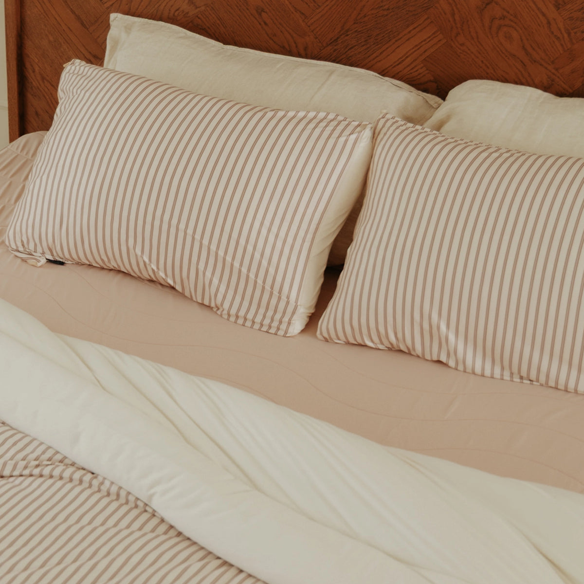 Kussenslopen | Marshmallow | Mocha stripes