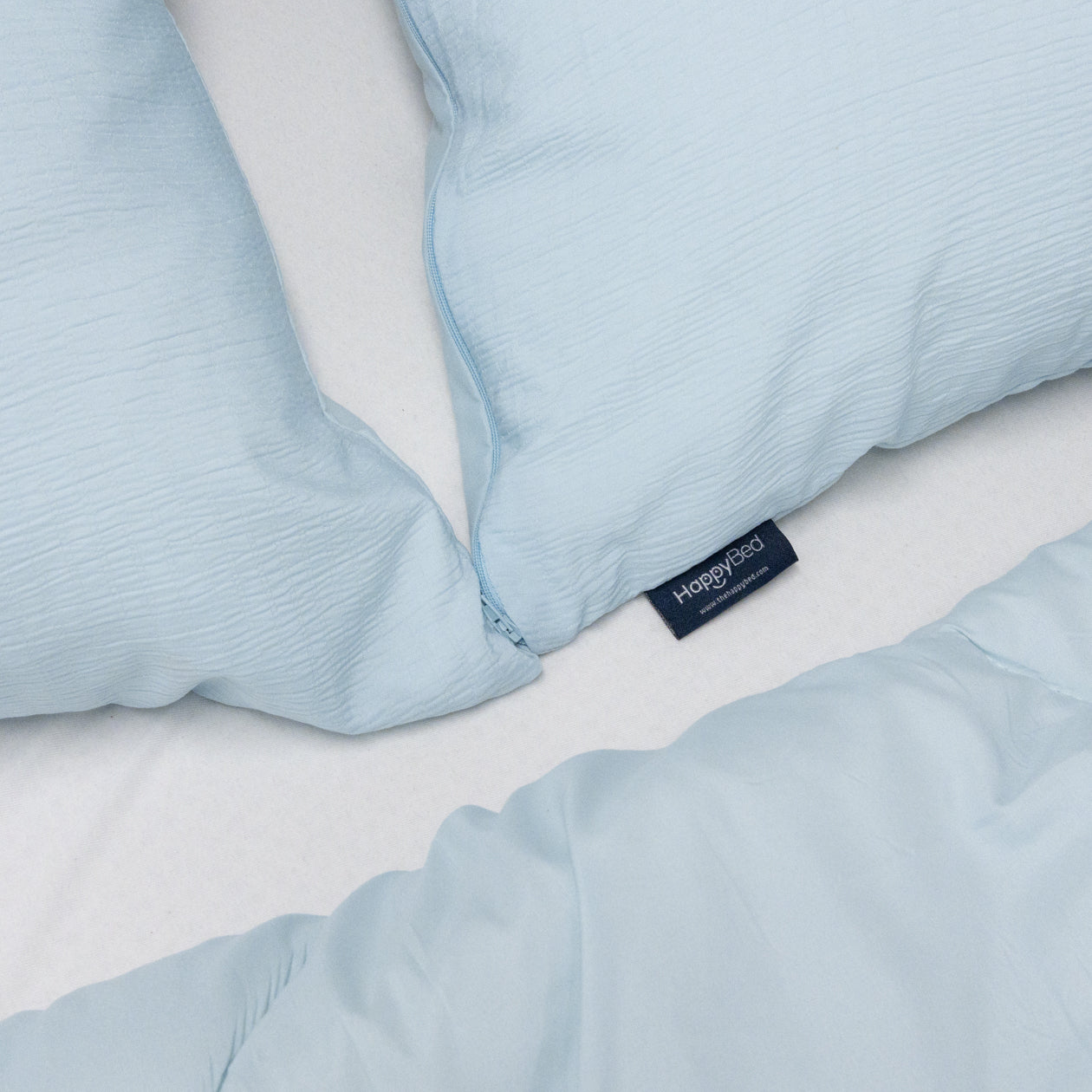 HappyBed Taie d'oreiller | Mousseline Bleu Clair | Lot de 2