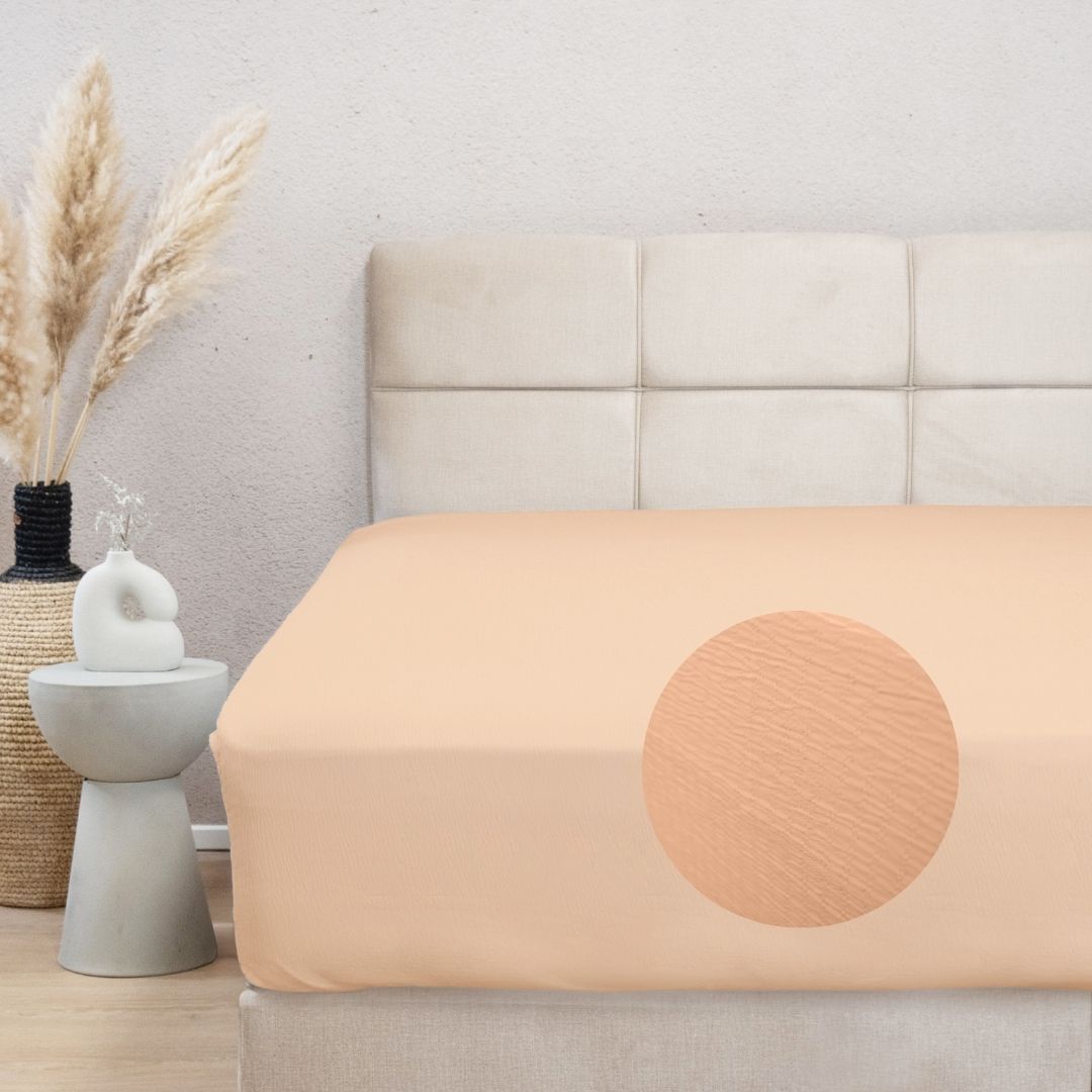 HappyBed Mousseline hoeslaken soft pink, soepel, ademend en elastisch, past op matrassen tot 30 cm hoog