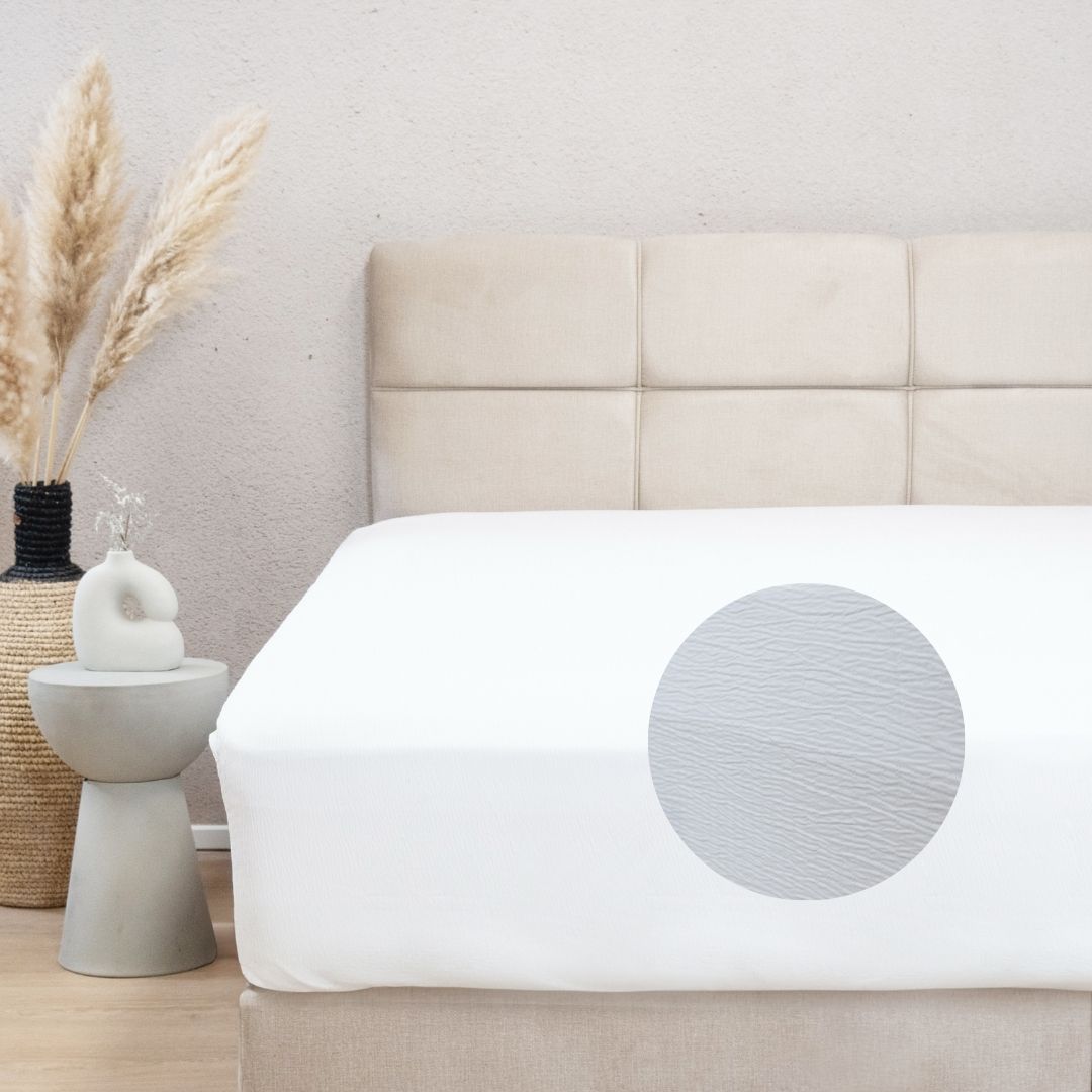 HappyBed Mousseline hoeslaken in wit, zacht en ademend, met elastiek voor perfecte pasvorm tot 30 cm matrashoogte