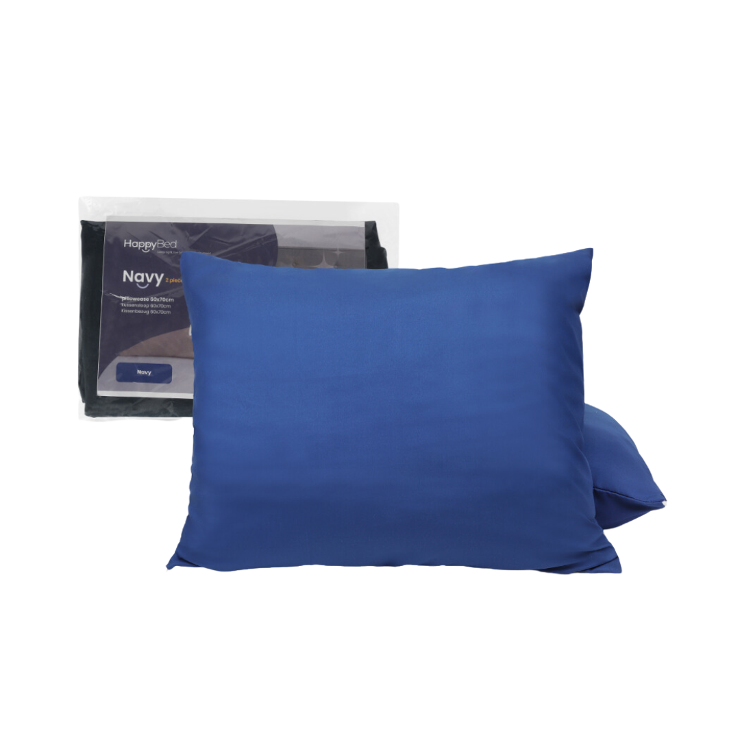 Navy kussensloop set van 2 stuks, 60x70 cm, gemaakt van zacht 100% microvezel met ritsluiting voor comfortabel slapen