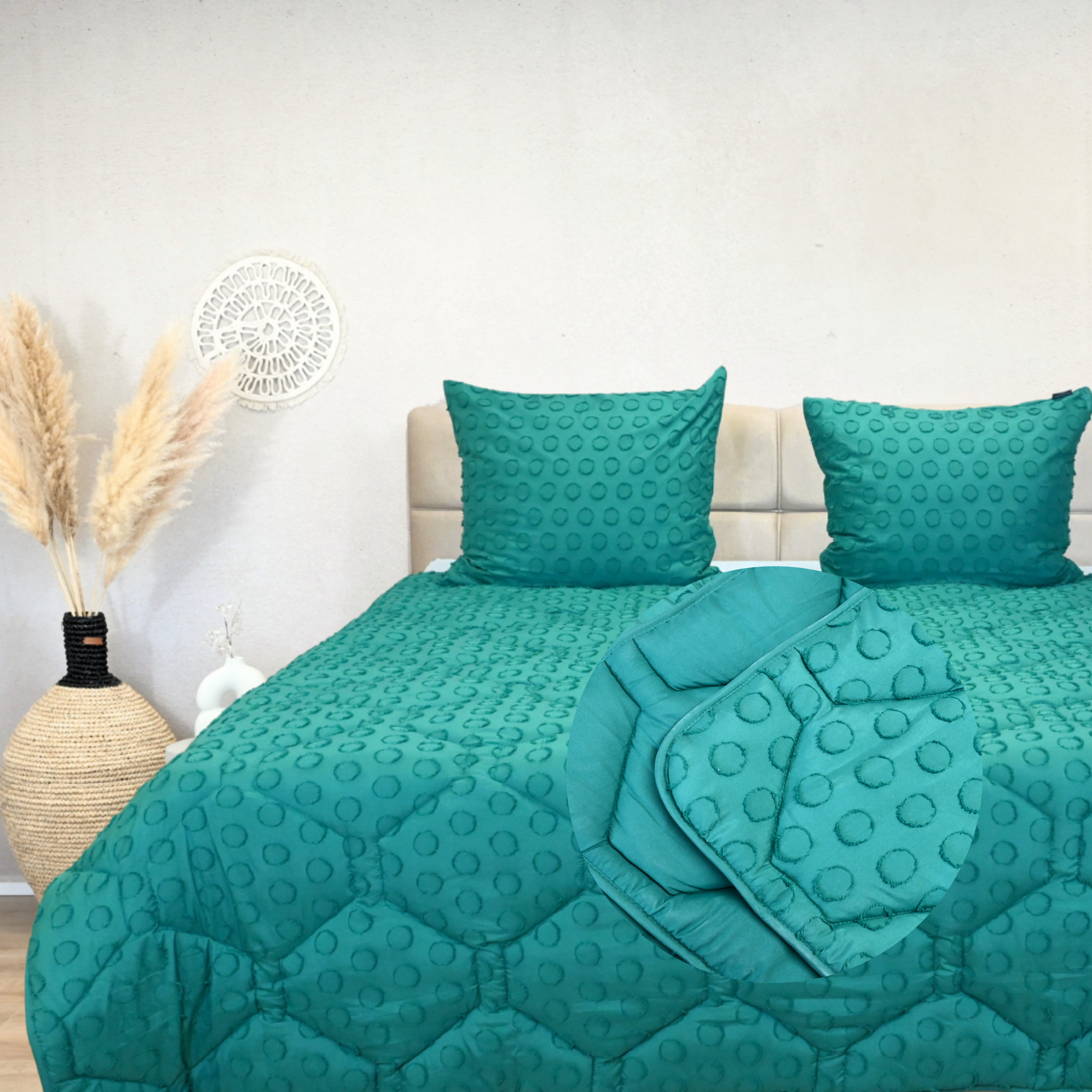 HappyBed gesteppte Bettdecke für das ganze Jahr - Smaragdgrün - SKU: 8721001725809
