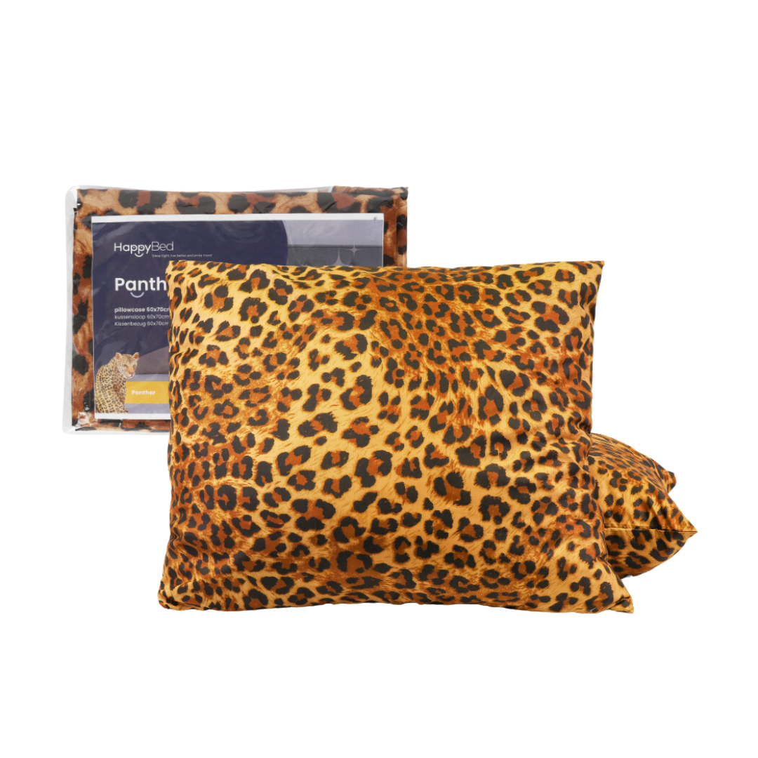 Panter kussensloop set van 2 stuks, 60x70 cm, 100% microvezel met rits.