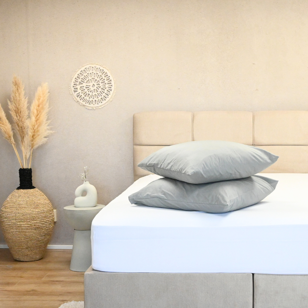 HappyBed Premium Pillowcase | Pebble Grey | Set of 2 | Percale Cotton