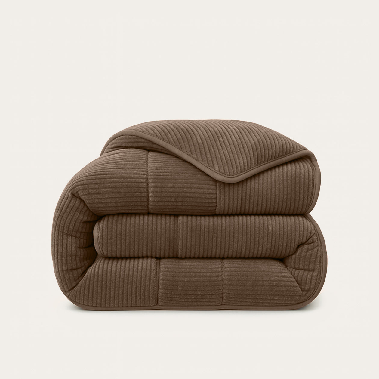 HappyBed Rib Brown dekbed met ribstructuur, ademend en hypoallergeen, geschikt voor elk seizoen.