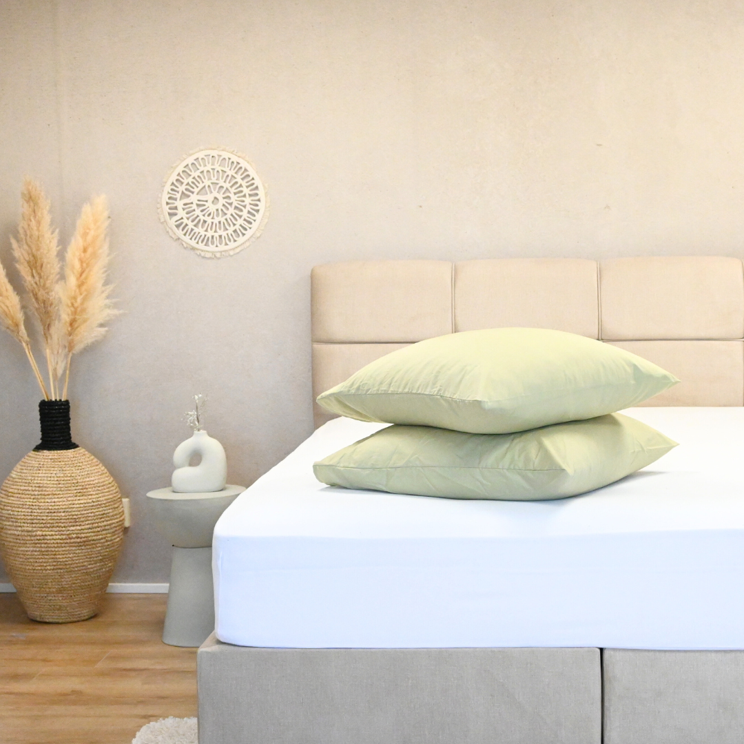HappyBed Premium Pillowcase | Sage Green | Set of 2 | Percale Cotton