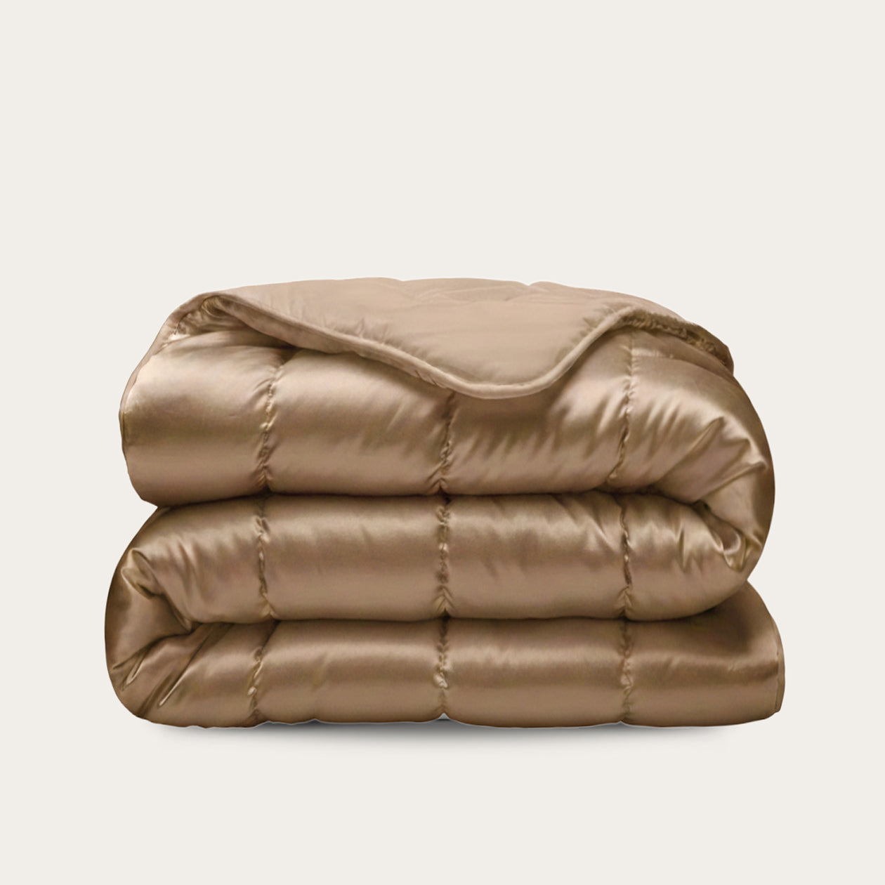 Luxe HappyBed Satijn dekbed in taupe kleur, geschikt voor alle seizoenen, hypoallergeen en sneldrogend