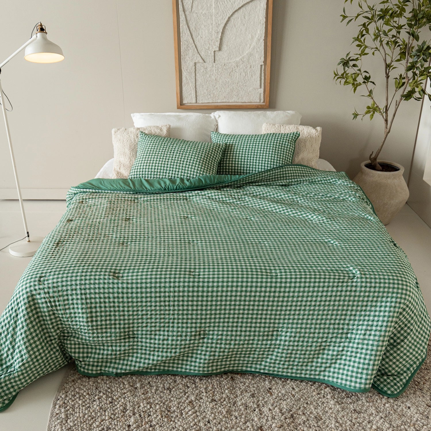 Wasbaar All Season Dekbed | Seersucker | Green Moss