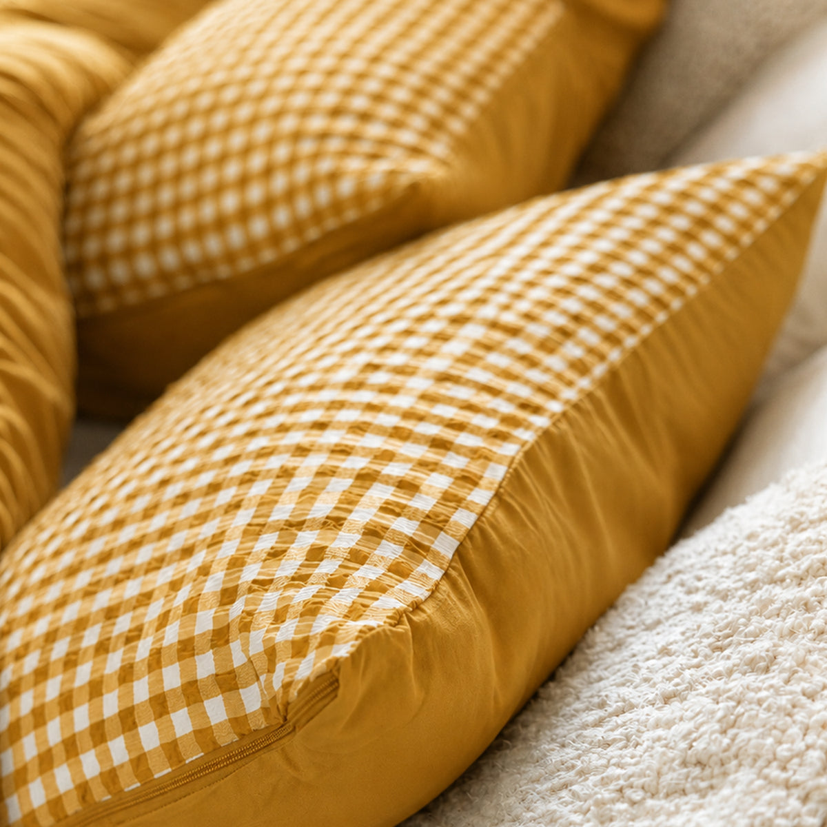 Kussenslopen | Seersucker | Ochre | Set van 2