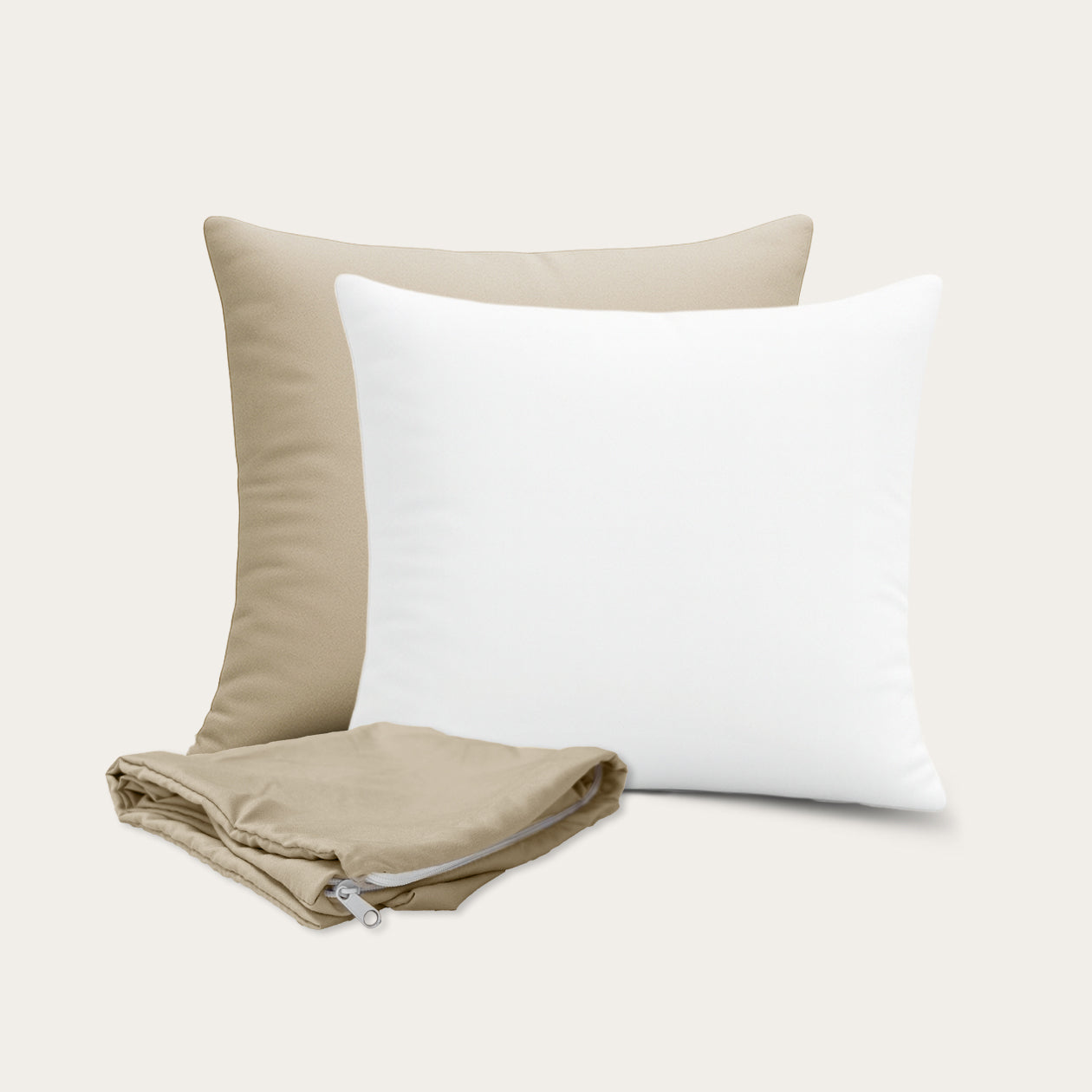 HappyBed 4-piece Decorative Cushion Bundle | Cushions + Pillowcases | Taupe | 45x45 cm - SKU: