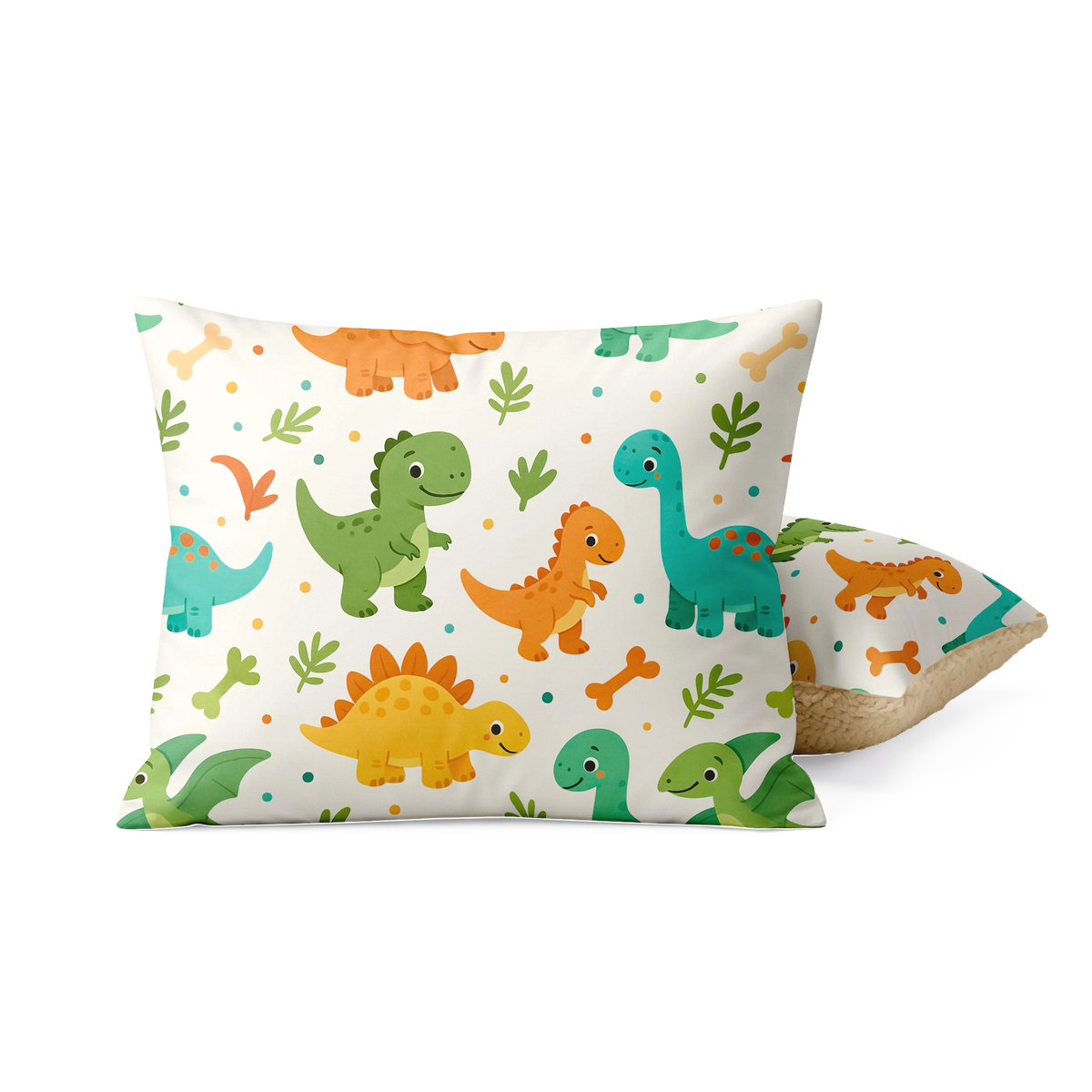 Taies d’oreiller| Enfants| Teddy sherpa| Happy Dinos