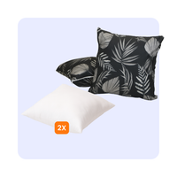 HappyBed sierkussens set Black Leaves met 2 zachte kussens en stijlvolle zwarte bladeren print