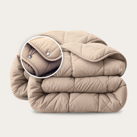 HappyBed 4-Seizoenen Dekbed taupe kleur verstelbaar voor elk seizoen