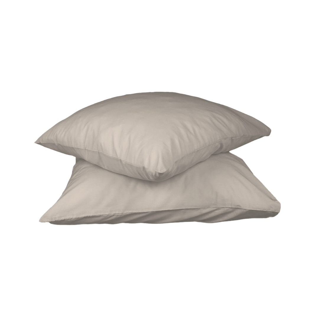 Taupe pillowcase set by HappyBed, 100% microfiber, zip closure, 40x80/80x80cm.