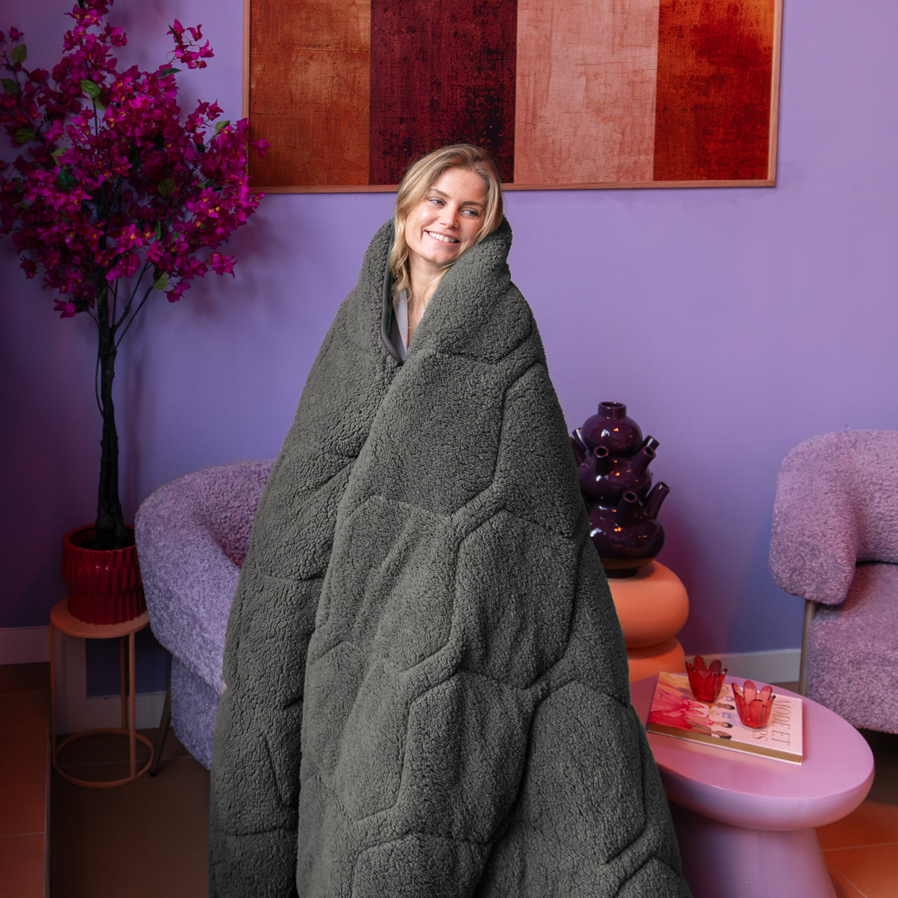 HappyBed Dekbed | Teddy Anthracite | Voor het hele jaar