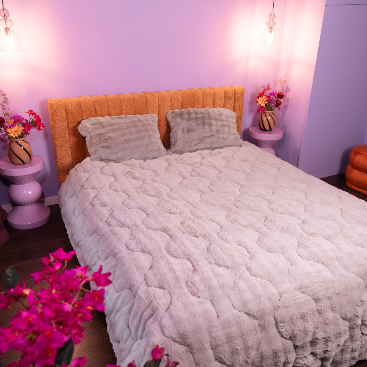 HappyBed Duvet | Teddy Plush Grey | For year-round use