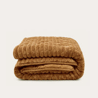 HappyBed dekbed teddy rib in bronze brown, zacht en ademend voor het hele jaar