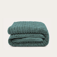 HappyBed Teddy rib dekbed in sagebrush groen voor het hele jaar, zacht en ademend