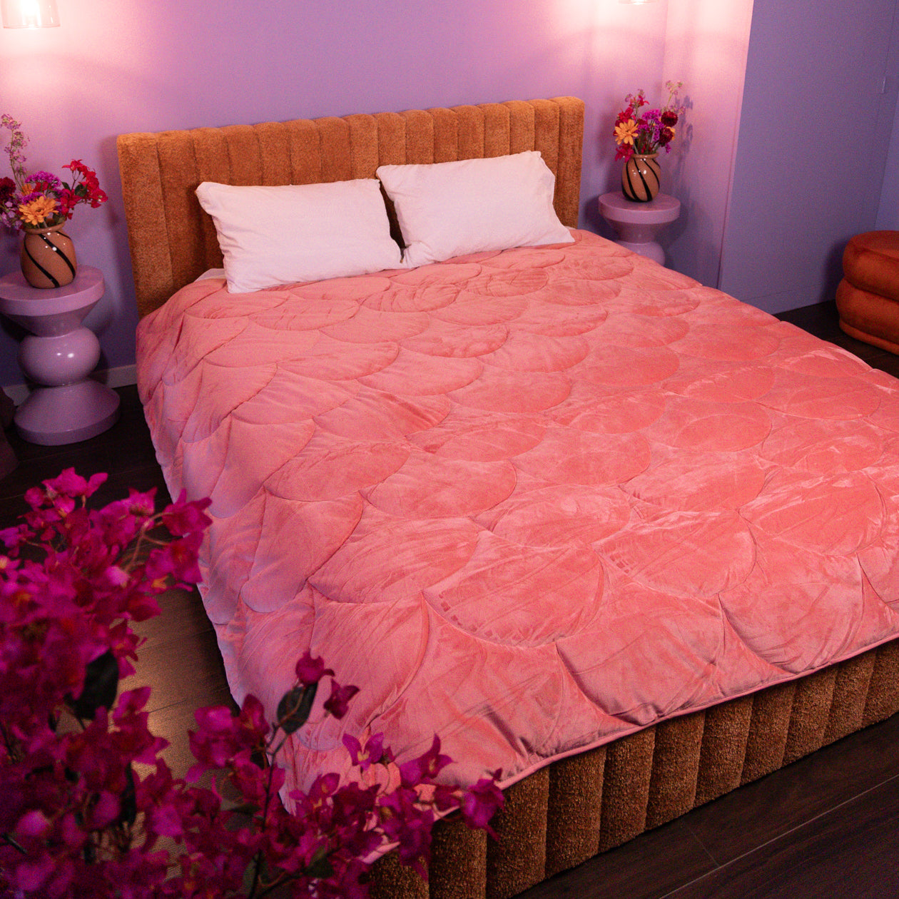 HappyBed Duvet Teddy | Velvet Old Pink | For year-round use