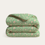 HappyBed Traditional Flowers dekbed met groene bloemenprint, ademend en hypoallergeen voor alle seizoenen