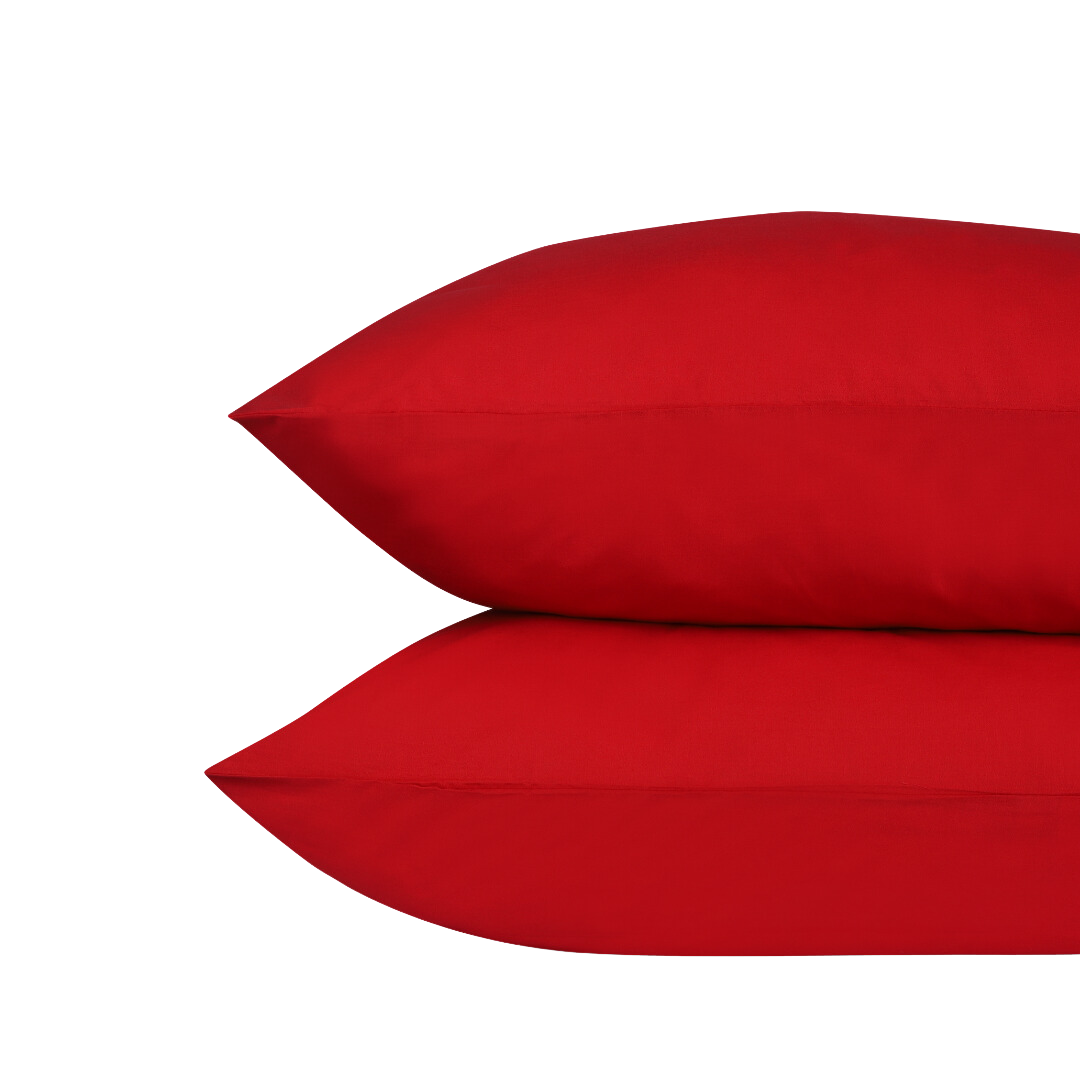 HappyBed Pillowcase | Red | Set of 2 | 100% Cotton