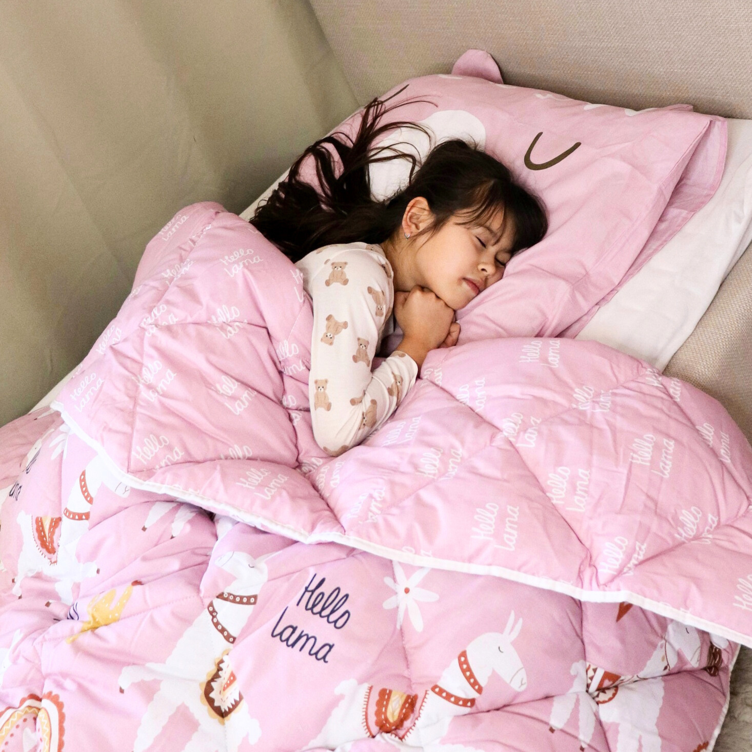 HappyBed Kids - Lizzy Lama - 100% cotton - Duvet for the whole year