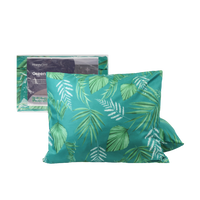 Green leaves pillowcase set of 2, 60x70cm, 100% microfiber, featuring easy zipper closure and stylish design by HappyBed.