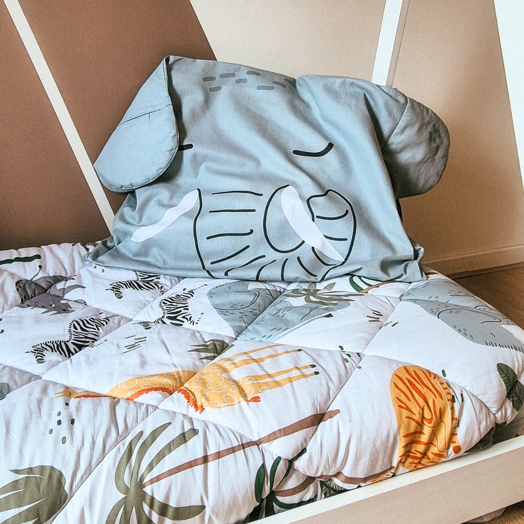 HappyBed Kids Eddy Elephant cotton pillowcase for children, 60x70cm, hypoallergenic and soft.
