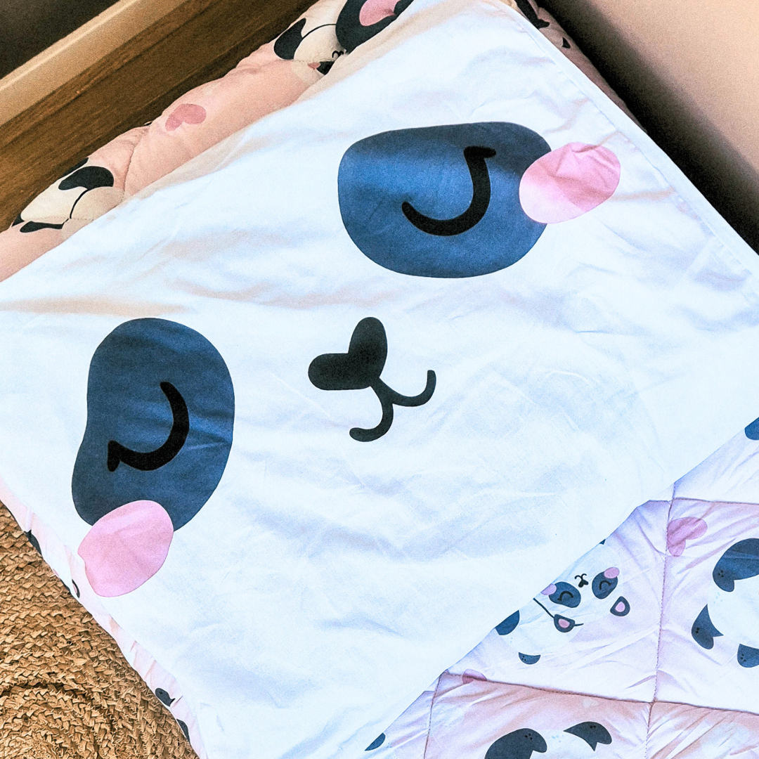 HappyBed Kids Peter Panda kussensloop 60x70cm 100% katoen, kinderkamer pandaontwerp.