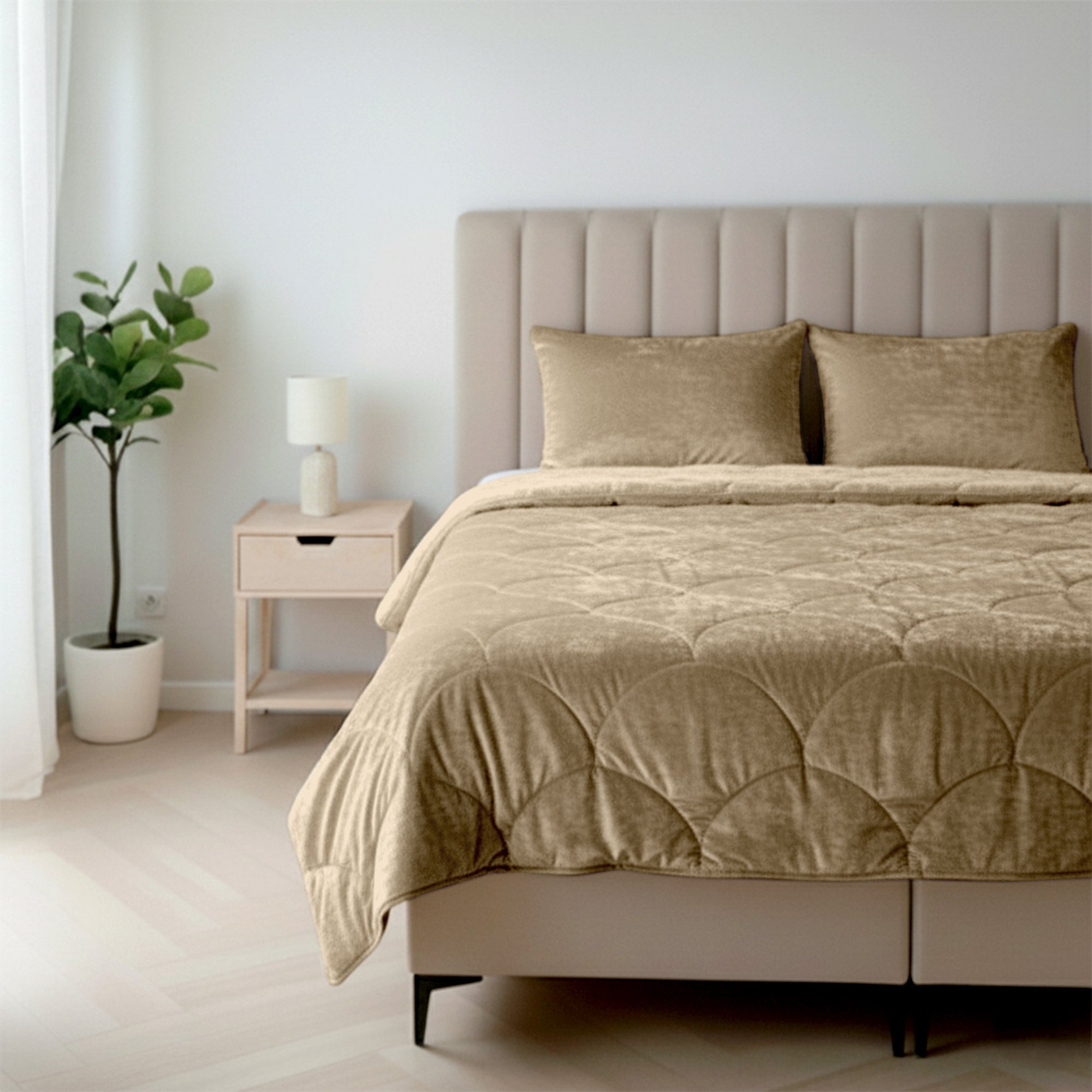 HappyBed Velvet Taupe - Ganzjahresdecke (Vorbestellung Versand am 6. November)