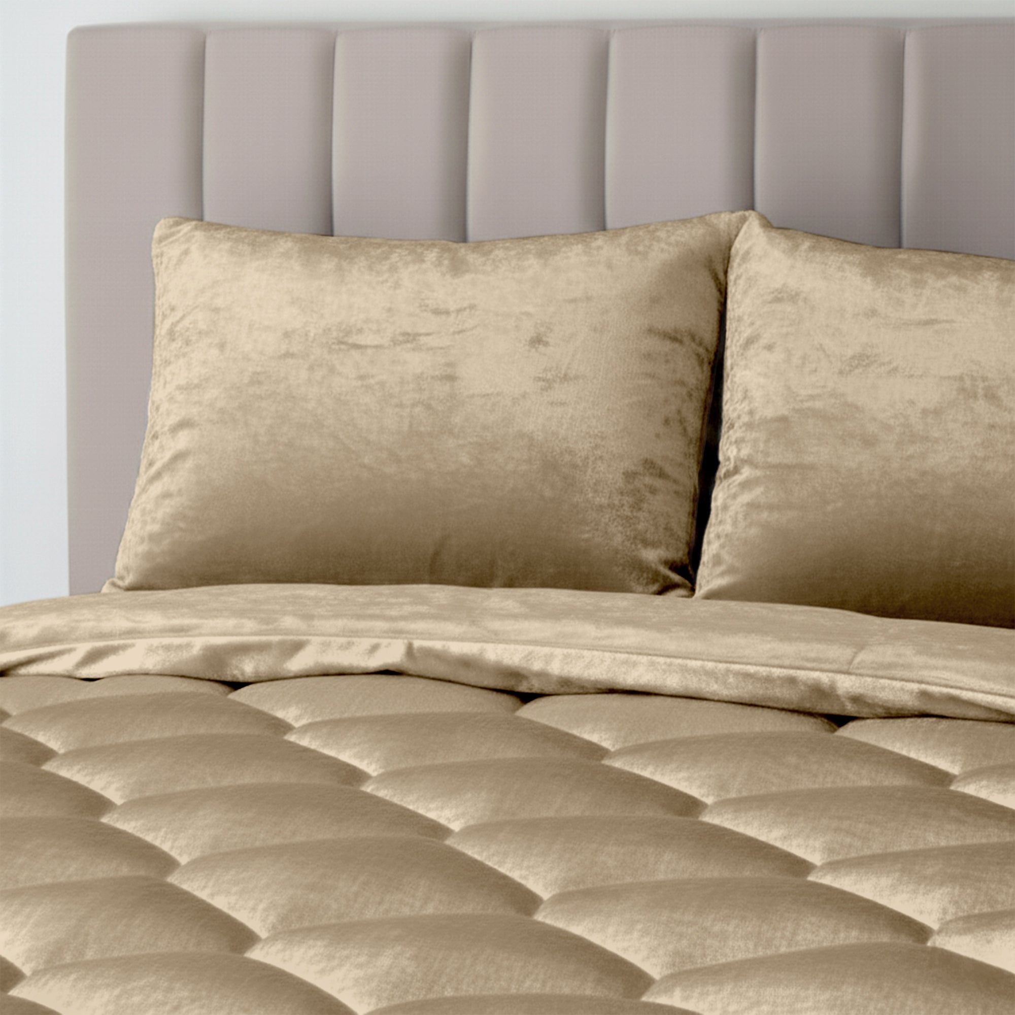 HappyBed Teddy Velvet Taupe - Duvet for the whole year