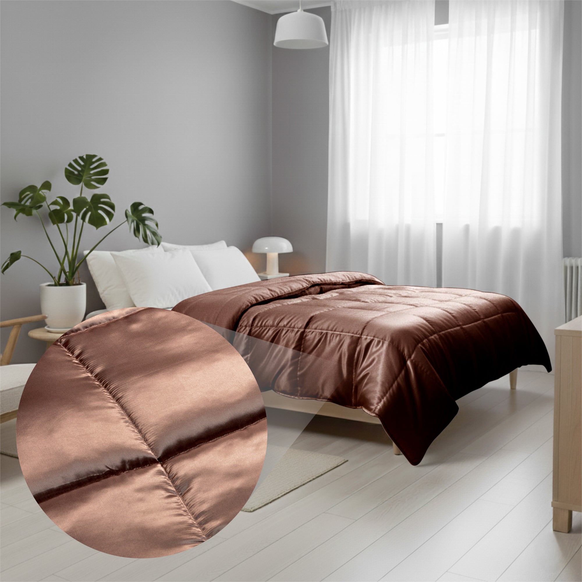 HappyBed Satijn bronze satijnen dekbed in moderne slaapkamer