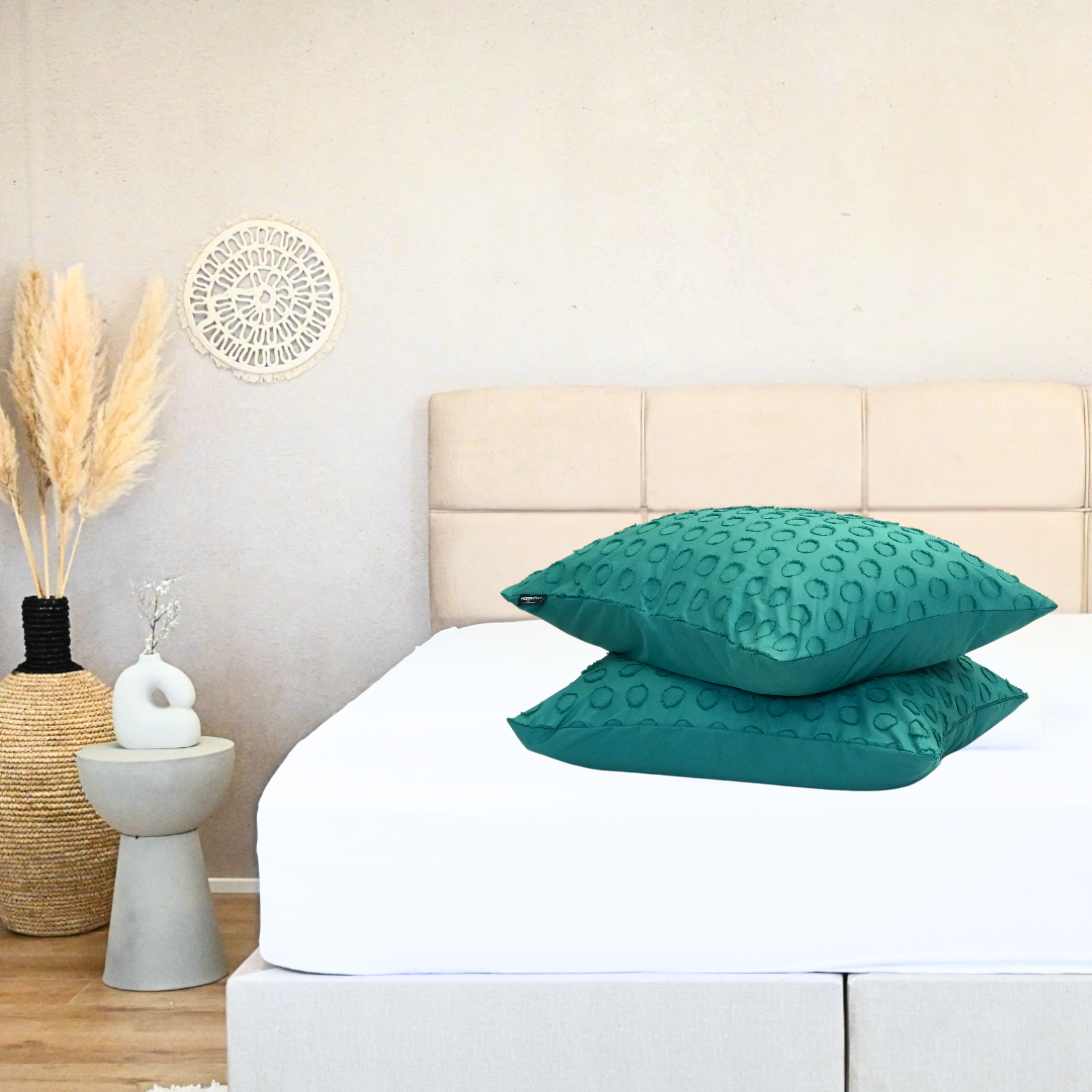 HappyBed Tufted pillowcase set 2 pieces - Emerald Green